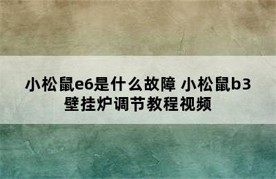 小松鼠e6是什么故障 小松鼠b3壁挂炉调节教程视频